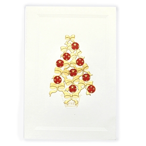 Engraved Red/Gold Star Ornament Ribbon Tree  
