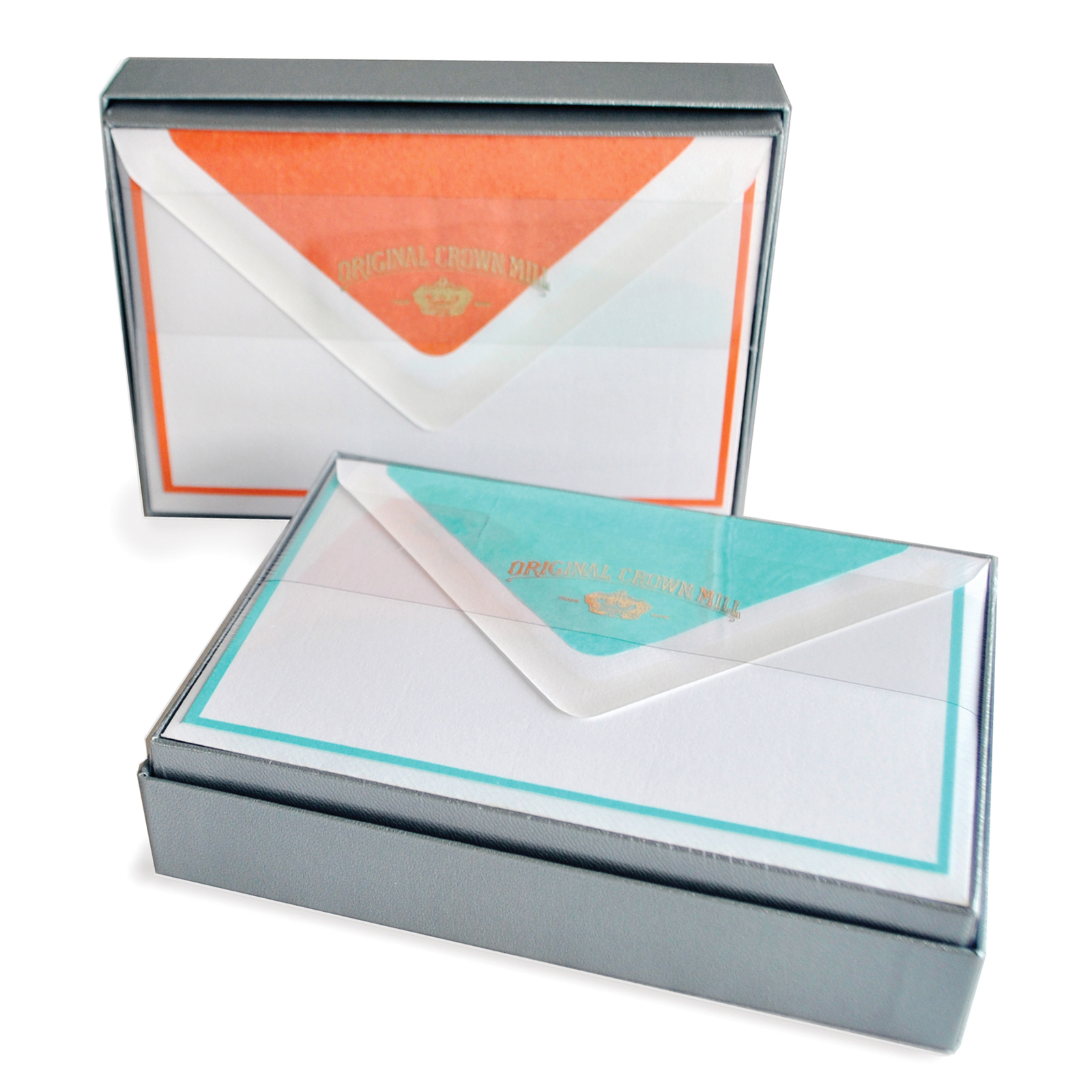 Original Crown Mill Bi-Color Note Card Box  - OCMBICL4X6