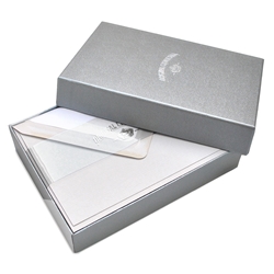 Classic Plain Edge Note Card Silver Box