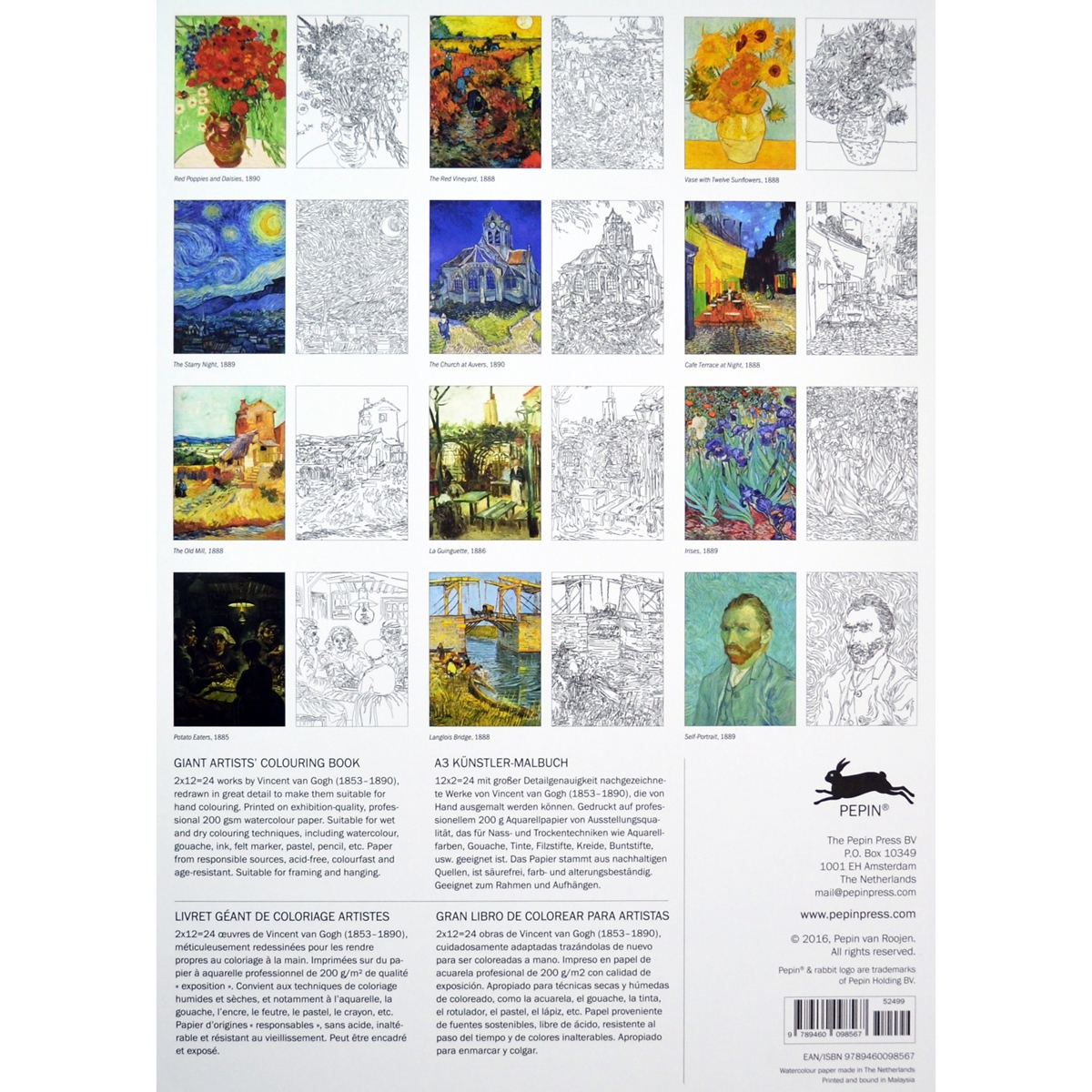Pepin Giant Artists' Colouring Books (XL Format) - PEPGACBXL