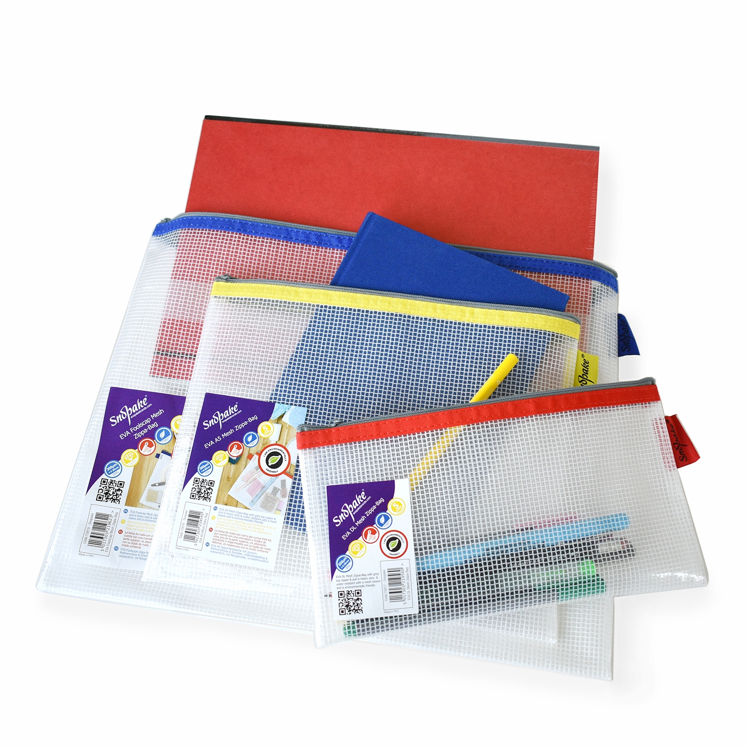 Snopake A4 Plus Zip Bags With Top Seal Zippa Zippy Clear Transparent Storage X 5 