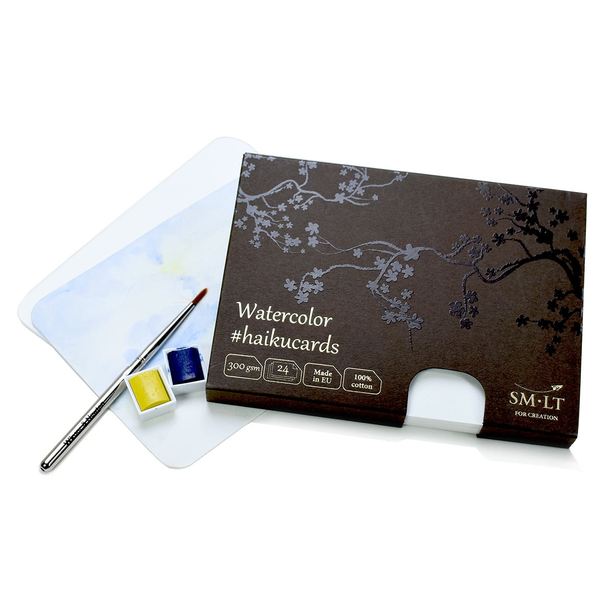 Set De 24 Tarjetas De Acuarela Haiku – Papel De 260 G/m² Con Algodón En Caja Presentación